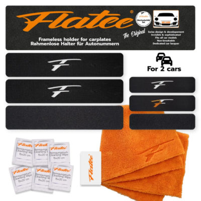 Support plaque Flatee ORIGINE sans cadre interchangeable set pour 2  auto long