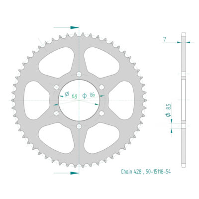 Couronne ESJOT 428/54D SWM SM 125 R 2021 ->