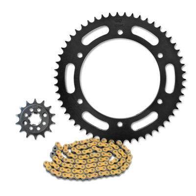 Kit chaîne AFAM 14 x 57 acier, 428 XMR-G, XS-Ring, Fantic XMF 125