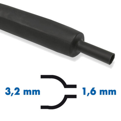 Gaine thermorétractable taux 2:1 neutre Ø 3.2 rétréci Ø 1.6mm x 12m