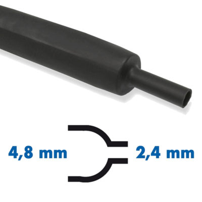Gaine thermorétractable taux 2:1 neutre Ø 4.8 rétréci Ø 2.4mm x 12m