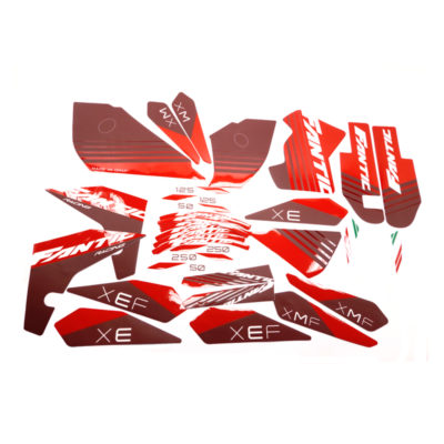 Set d'autocollants Fantic XM XE 50, XMF XEF 125, XEF 250 Trail blanc-rouge